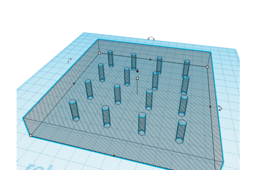 block with predesigned plastic-filled screw-in spots